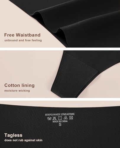 oshkang Thongs for Womens High Waisted Seamless for Women Underwear Sexy Breathable Panties 6 Pack