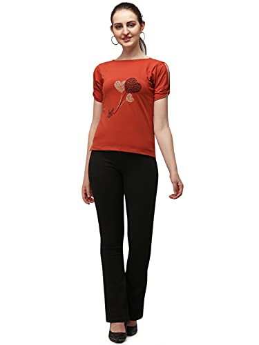 Image of DHRUVI TRENDZ Women's Regular Fit Tops | T Shirt for Women | Tops for Jeans for Women | Tops for Women | Western Tops for Women Stylish | T-Shirt for Women