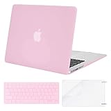 MOSISO Plastic Hard Case & Keyboard Cover & Screen Protector Only Compatible MacBook Air 13 Inch (Models: A1369 & A1466, Older Version Release 2010-2017), Clear Pink