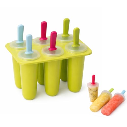 Image of Silicone Popsicle Kulfi Mold Set (6 Cavities) with Reusable Sticks | BPA Free | Ice Cream /Kulfi /Ice Candy Maker | Food Grade | Easy Release | Dishwasher Safe (Green)