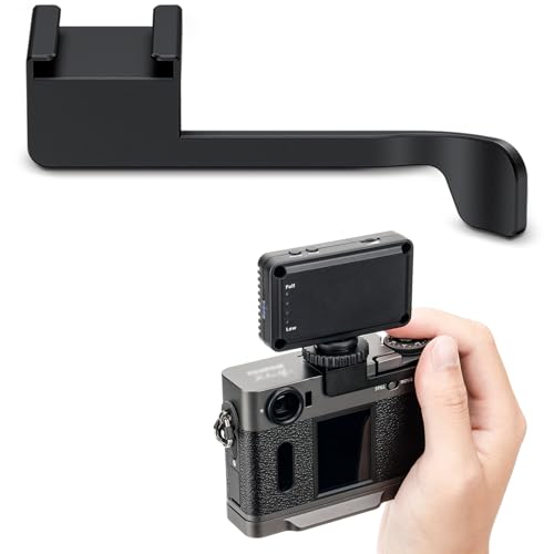 Image of X Half Thumb Grip, Metal Aluminum Alloy Thumb Up Grip for Fujifilm Fuji X Half Camera with Built-in Cold Shoe Mount, Hot Shoe Thumb Rest Support Holder Not Affect The Use of XHalf Camera Buttons-Black