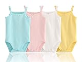 Blueleyu Baby Girls Spaghetti Strap Bodysuit SleevelessTank Top Cotton Baby One-Pieces Pack of Baby