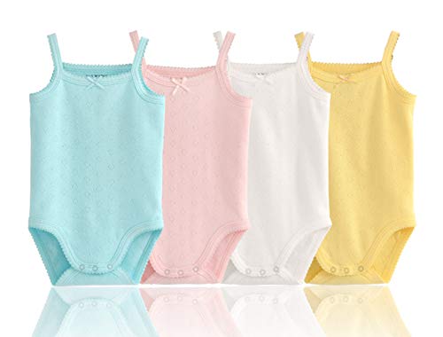 Blueleyu Baby Girls Spaghetti Strap Bodysuit SleevelessTank Top Cotton Baby One-Pieces Pack of Baby Summer Clothes (3-6 Months)