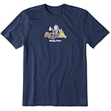 Life is Good Men's Crusher Tee Shirt, Short Sleeve Cotton Graphic T-Shirts, Happy Hour Darkest Blue