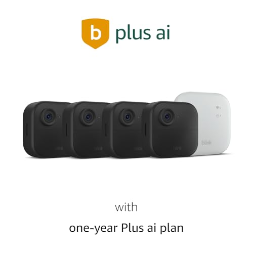 Image of Blink Outdoor 4 XR with 1-Year Plus ai plan - two-year battery wireless camera with 4x security coverage, 1000 ft open-air range or 400 ft with typical use - 4 camera system.