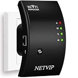 NETVIP Repetidor de Red WiFi Amplificador 300Mbps/2.4GHz,Señal WiFi Extensor con Puerto Ethernet,Fácil de configurar Compatible con Enrutador...