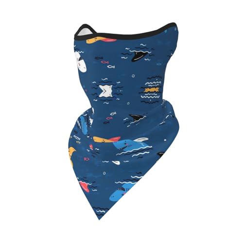 POEZJZW Bandana con estampado de tiburón, bufanda para la cara, calentador de cuello, multifuncional, sin costuras