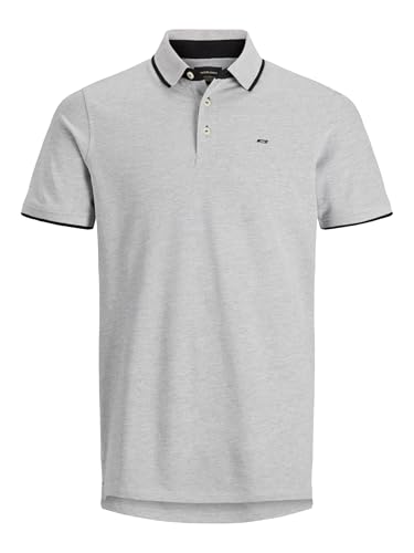 JACK & JONES Jjepaulos Polo SS Noos, Homme, Gris (Light Grey Melange Detail: Slim Fit - Melange), XX-Large