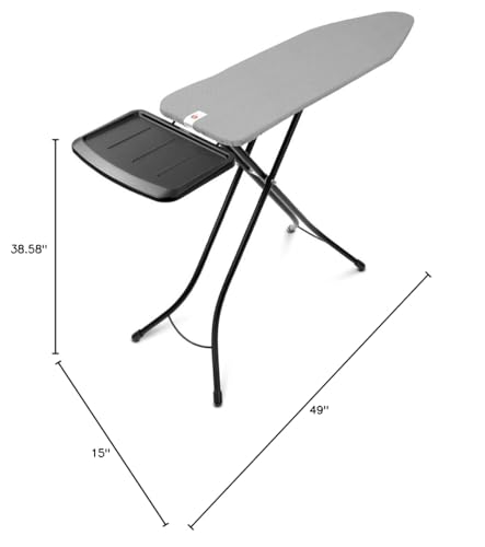 Image of Brabantia Comfort Ironing Board with Solid Steam Generator Rest | Medium (Size B) | Fairtrade Metalized Cover | Adjustable Height (27-38 inch), XL Iron Rest, Easy Fold, Anti-Collapse Lock, Non-Slip Feet