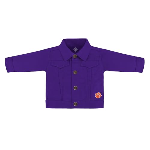 Infant Denim Jacket - Clemson Tigers Logo - Purple - 6-9 Mos