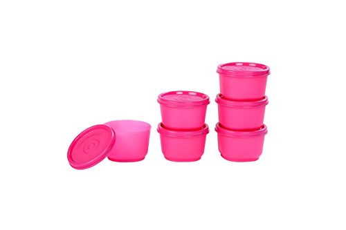 Signoraware Mini Fresh Plastic Container Set, 130ml, Set of 6, Pink