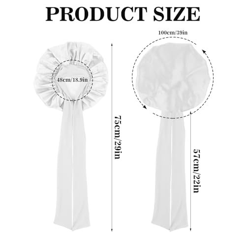 Abeillo Satin Sleep Bonnets for Women 1PC Satin Night Sleeping Cap Soft Silk Bonnets for Sleeping Hair Bonnet with Tie Band for Curly Hair Braid Women (White) - Image 3