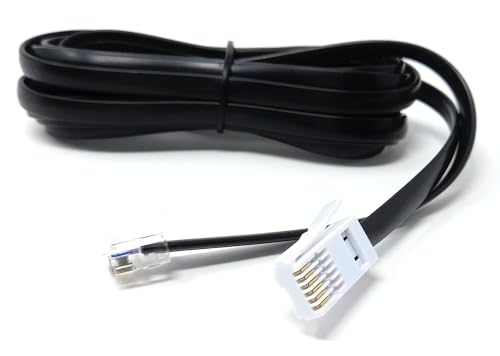 DRUT 3m BT 631A Plug to RJ12 6P6C Plug Lead, 6 Wire Telephone Line Cord, Broadband Modem Router Cable (10ft, Black)