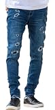 SILVER BULLET CavariA キャバリア メンズ ユニセックス デニムパンツ Gパン スキニー ストレッチ リペア加工 CARE24-12 (46(L), IND(インディゴ))