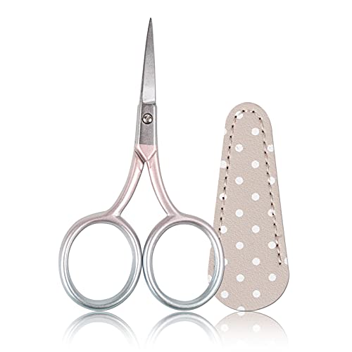 Hisuper Serrated Blade Scissors Crafting Sewing Scissors Embroidery Scissors Small 3.6 Inch Needlework Scissors With Leather Scissors Cover For Crafting Cutting Fabric Threading Tool #TOP10