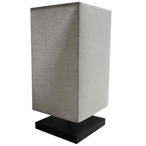 BAZEITFLOW Lámpara de Mesa con Base Lámpara de Escritorio de Lino para Dormitorio Decorativa con Regulador por Cable Compatible con Enchufe Europeo