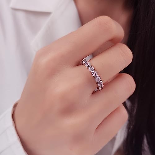 Moissanite Rings, Sterling Silver Eternity Stackable Ring Band, Promise Engagement Wedding Rings for Women Girls, Size 5-10, 1.9-2.3ct Moissanite Wedding Band3