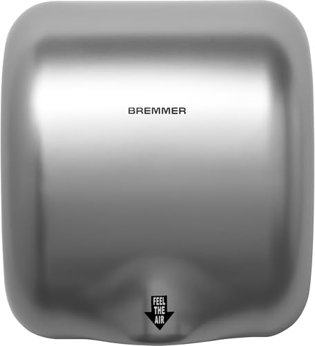 Bremmer Generic Turbo Hand Dryer High Velocity Low Energy Eco Friendly Electric Hand Dryer for Commercial Toilets Silver