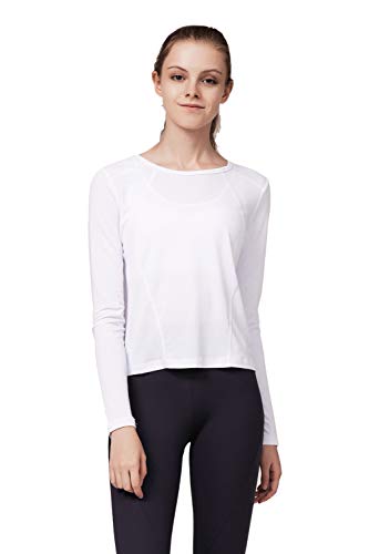 Leisofter Damen Yoga T-Shirt Fitness Sport Training T-Shirt Sportshirt Laufshirt Rückenfrei Gym Yoga Oberteile Langarm Loose Cover
