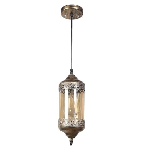Image of Metal Vintage Antique Hanging Pendant Ceiling Light for Entryway, Lobby, Bedroom, Living Room, Dining Room Etc. Bulb Included