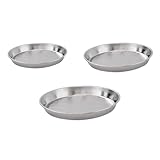 Gettimore Edelstahl-Grillplatte für den Innen- und Außenbereich, 17,5 x 2,1 cm/20 x 2,3 cm/23,2 x 2,3 cm, leicht, tragbar, Grillschale, kompatibel mit Camping, Picknicks