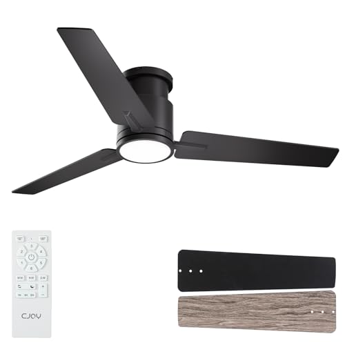 CJOY Ceiling Fan with Lights, 52 Inch Low Profile Ceiling Fans with Light and Remote, Reversible DC,...