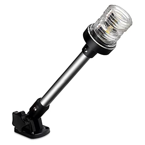 Obcursco 12 Inches Led Anchor Navigation Lights, White Fold Down Boat Stern Light, 3 NM Visibility Marine All Round Lights for Pontoon and Fishing Boats Cover