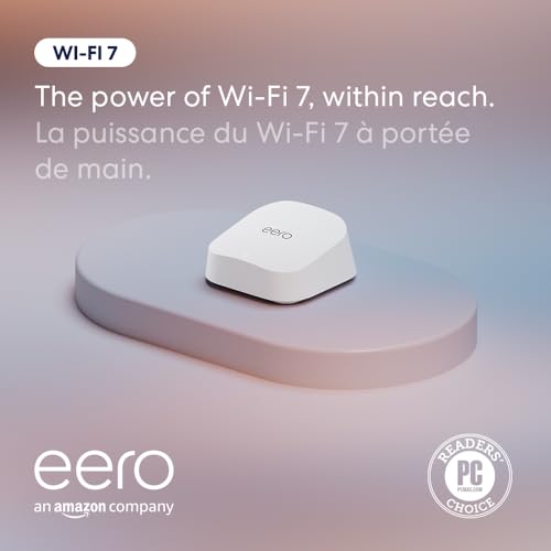 Amazon eero 7 dual-band mesh Wi-Fi 7 router (newest model) - Supports internet plans up to 2.5 Gbps, Coverage up to 190 m², 1-pack