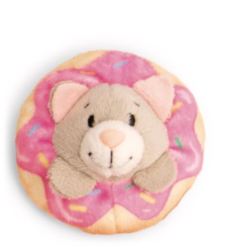 61877 MagNICI Mini Chat, avec Donut, 7 cm, Gris, Doudou avec Aimant, Adhère aux Surfaces métalliques, Tableaux magnétiques et poignées de Sac comme...