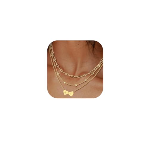 LCSDDWAS 2026 New Two Gold Initial Necklace For Women, Couple Name Gold Plated 2 Letter A-Z Charm Layered Necklace,Christmas Birthday Gifts For Women Girlfriend Jewelry (B, B-T)