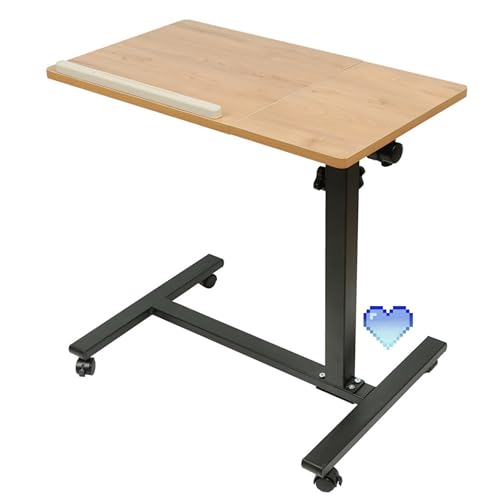 Table de Lit, Simplex, Plateau Inclinable, Personnes Alitées, Table À roulettes, Freins pour Stabilisation, Larges Molettes Facilitent la Préhension, Table de Déjeuner-60*34.5*58-90cm (couleur bois)