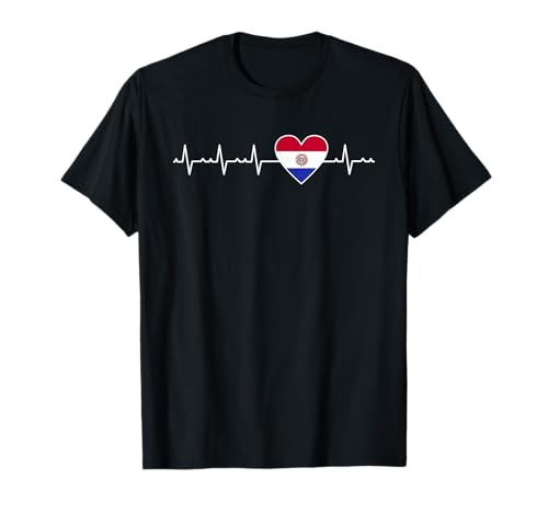 Bandera de Paraguay Heartbeat Love Paraguay Camiseta