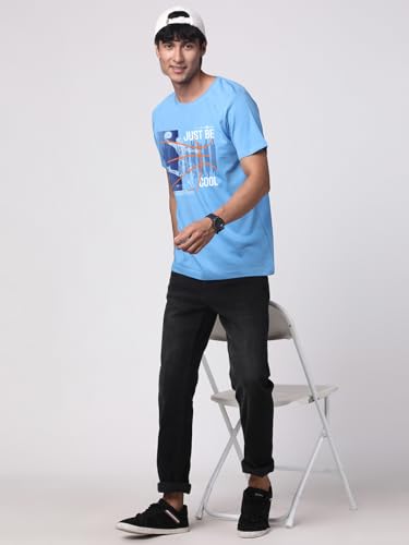 Image of ADRO 100% Cotton Lycra Tshirts for Men Combo Pack of 3 | Regular Fit | Printed T Shirt | Round Neck Half Sleeve| Mens Tshirts