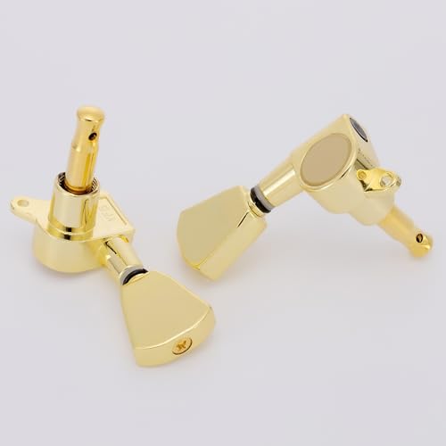 Swhmc 6Pcs Gold 3L3R Chrome Tuning Key Peg, Guitar Parts 3 Left 3 Right Tuners, String Tuning Pegs Machine Head Tuners for Acoustic or Electric Guitar