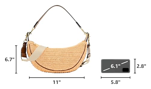 Image of Straw Crossbody Bags for Women Beach Woven Hobo Handbag Summer Chic Crescent Shoulder Purses with Adjustable Strap 2026