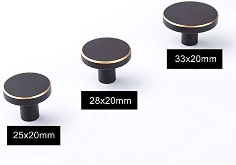 Black Solid Brass Cabinet Knobs Round Dresser Kitchen Furniture Drawer Pull Handles Hardware 10pack (28x20mm,10 Pack)