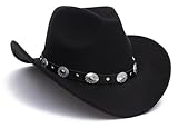 Photo Gallery startonyou cappello da cowboy nero da cowgirl uomo e donna, stile western tesa larga, feltro Photo Gallery startonyou cappello da cowboy nero da cowgirl uomo e donna, stile western tesa larga, feltro