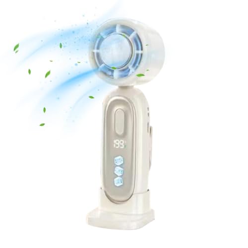 Mini ventilador de mano con pantalla LED y batería recargable para camping 7