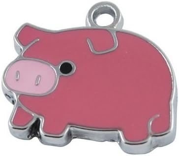 12pcs Zinc Alloy Enamel Pendants, Lead Free and Cadmium Free, Pig, Platinum Color, Brown,