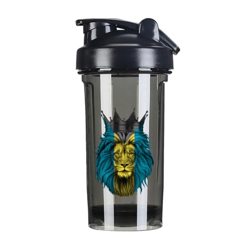 Bahamas Flag 2 18 Ounce Shaker Bottle Drink Mixer Leak-proof Pre Workout Protein Shakes Meal Replacement Shakes Bottles 500ML/18 Oz Black