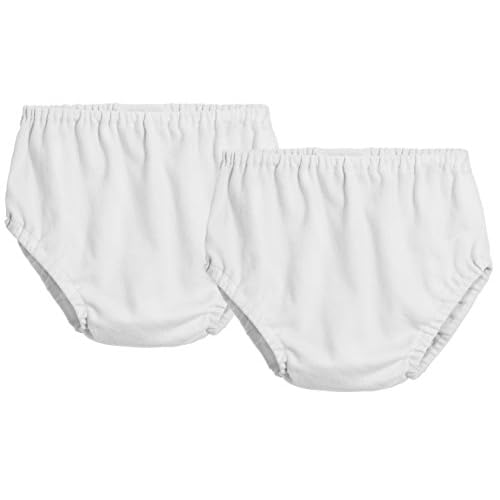 City Threads Baby Girls Boys Diaper Covers Bloomers Cotton Soft Comfortable Durable Made in USA 2-Pack, White & White, Newborn