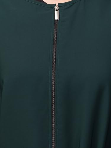Image of Mallika Women Modest Wear Nida Matt Front Open Zipper Abaya Burkha for Everyday use (Green, 3XL)