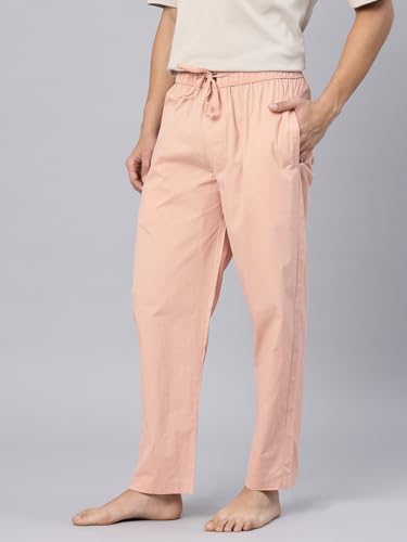 Image of Majestic Man Men's Pure Cotton Solid Lounge Pyjama Pants| Comfort Fit | Elastic Waist with Drawstring | 3 Pockets | Front Zip Closure