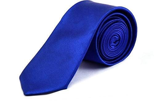 Austora Men's/Boy's Thin Royal Blue color Silk Satin Necktie – Formal Solid Color Tie (Royal Blue)-picture-50