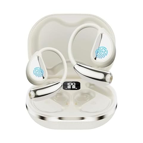 AI OWS Translator Earbuds, Leather Language Translator Earphone 144 Languages ONE Year Free Subscription, 3-in-1 Real-Time Translation Device（Milky White） Cover