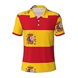 FSCEV Polo de manga corta para hombre, diseño de bandera de España, para golf, uso diario, casual, ajuste regular, camisas de trabajo, Negro, M