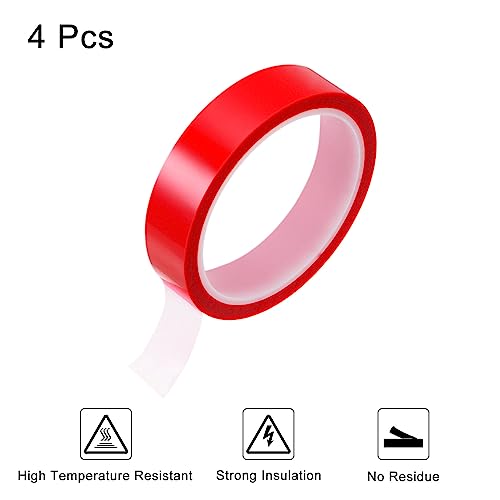Image of HARFINGTON 4 Rolls Heat Tape High Temperature Heat Resistant Tape 20mmx33m(108ft) Sublimation Thermal Heat Transfer Tape for Sublimation Press No Residue, Red