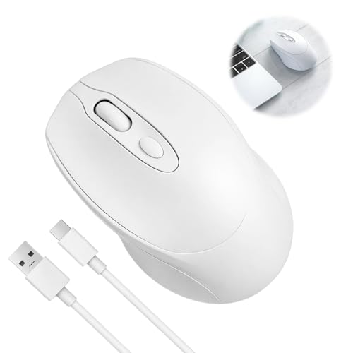 Wireless Optical Mouse Bluetooth Mouse Rechargeable Wireless Mouse with BT5.0/3.0 & 2.4G USB Receiver Silent Ergonomic Computer Mouse Adjustable DPI for Laptop PC MacBook Desktop Office Home Use