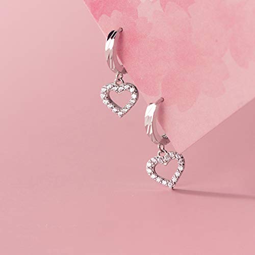 SLUYNZ Solid 925 Sterling Silver Small CZ Heart Earrings Hoop for Women Teens Sweet Love Heart Hoop Earrings Huggie3