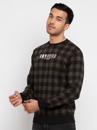 Image of Mens Checkered Round Neck Sweatshirt